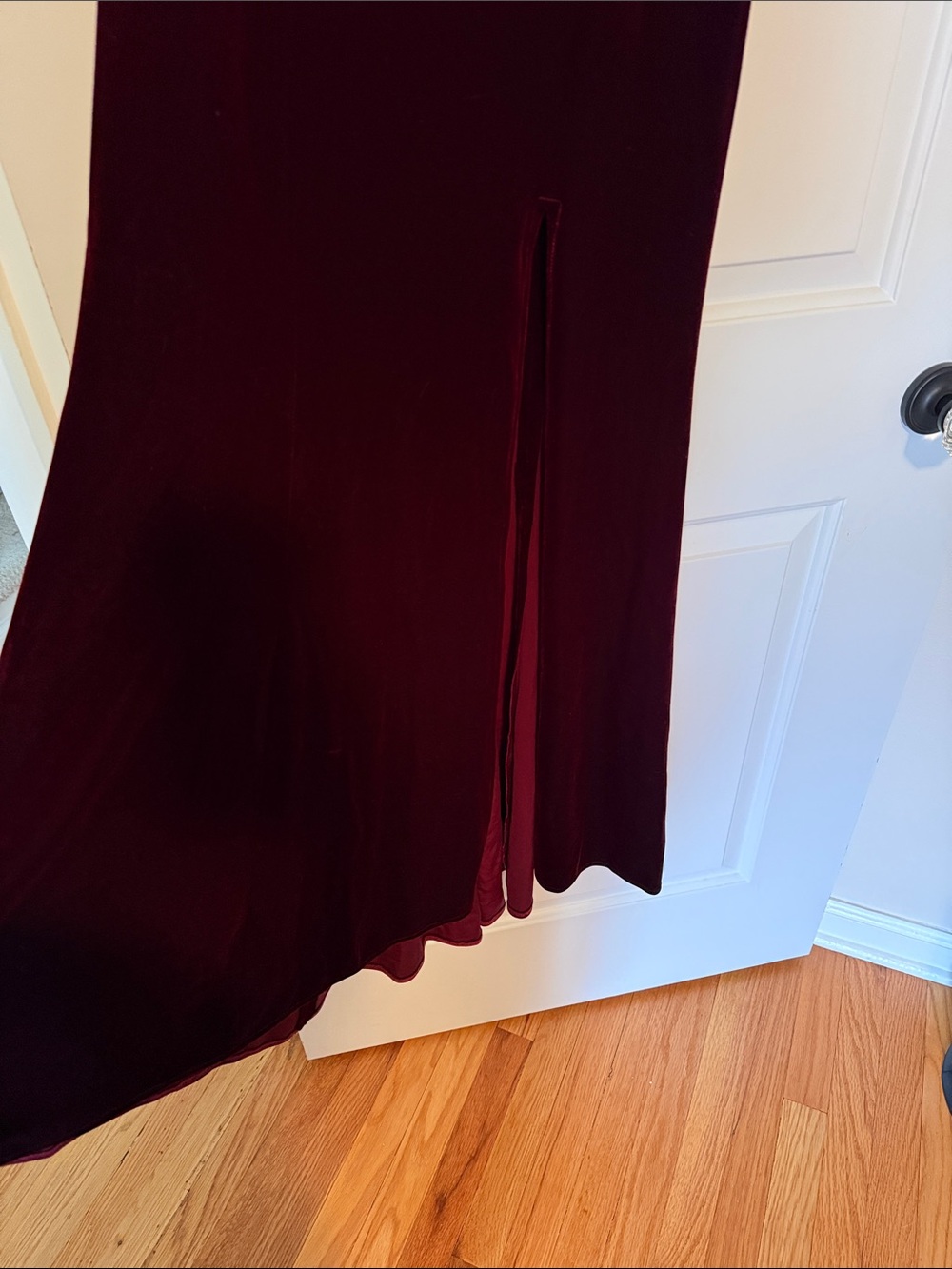 Xscape Velvet Evening Dress in Wine - Picture 3 of 6